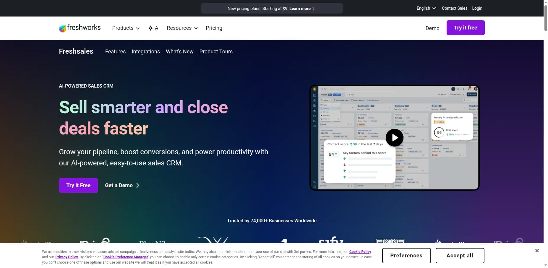 Freshsales CRM pipeline view