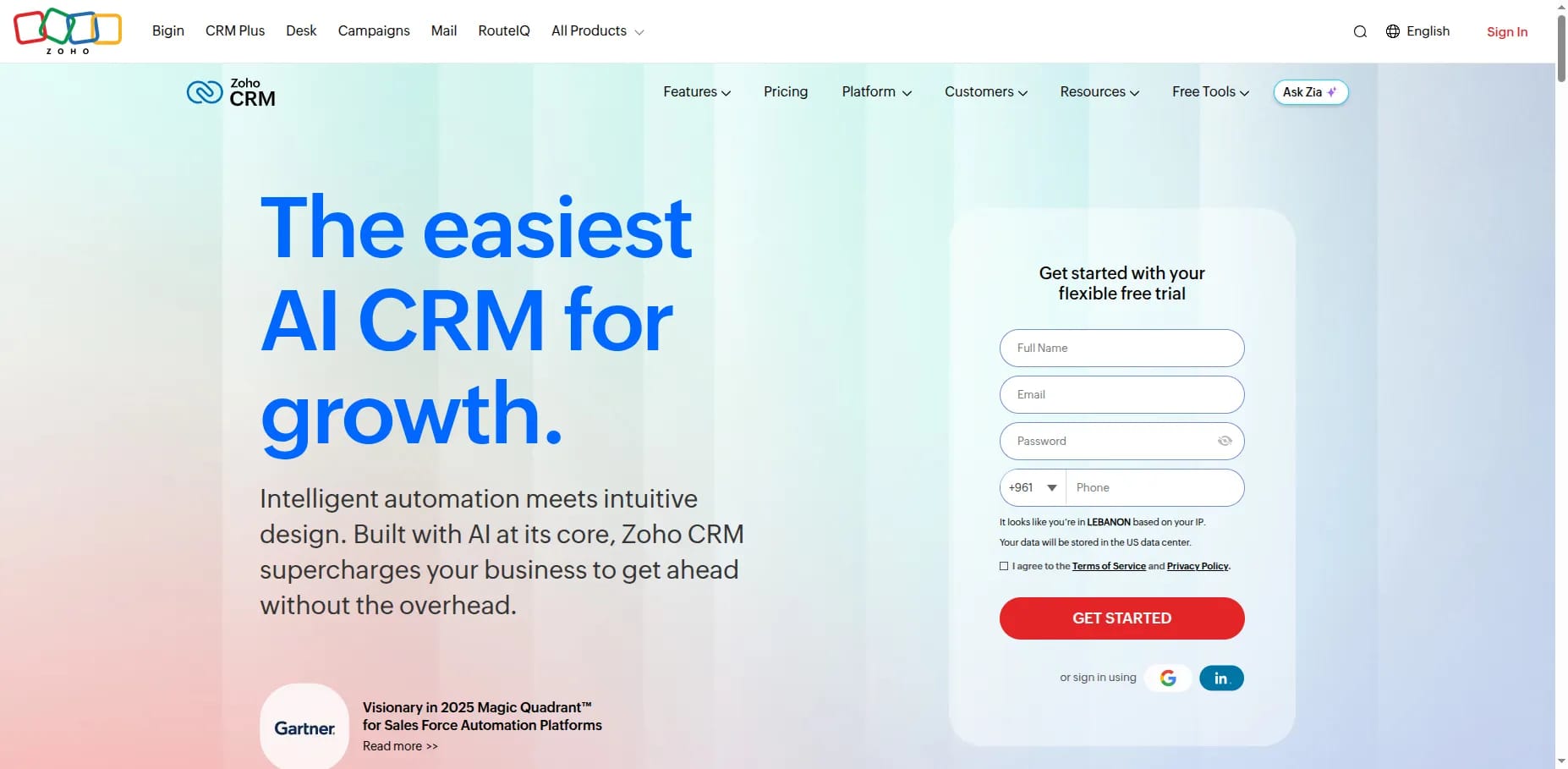 Zoho CRM with Arabic interface