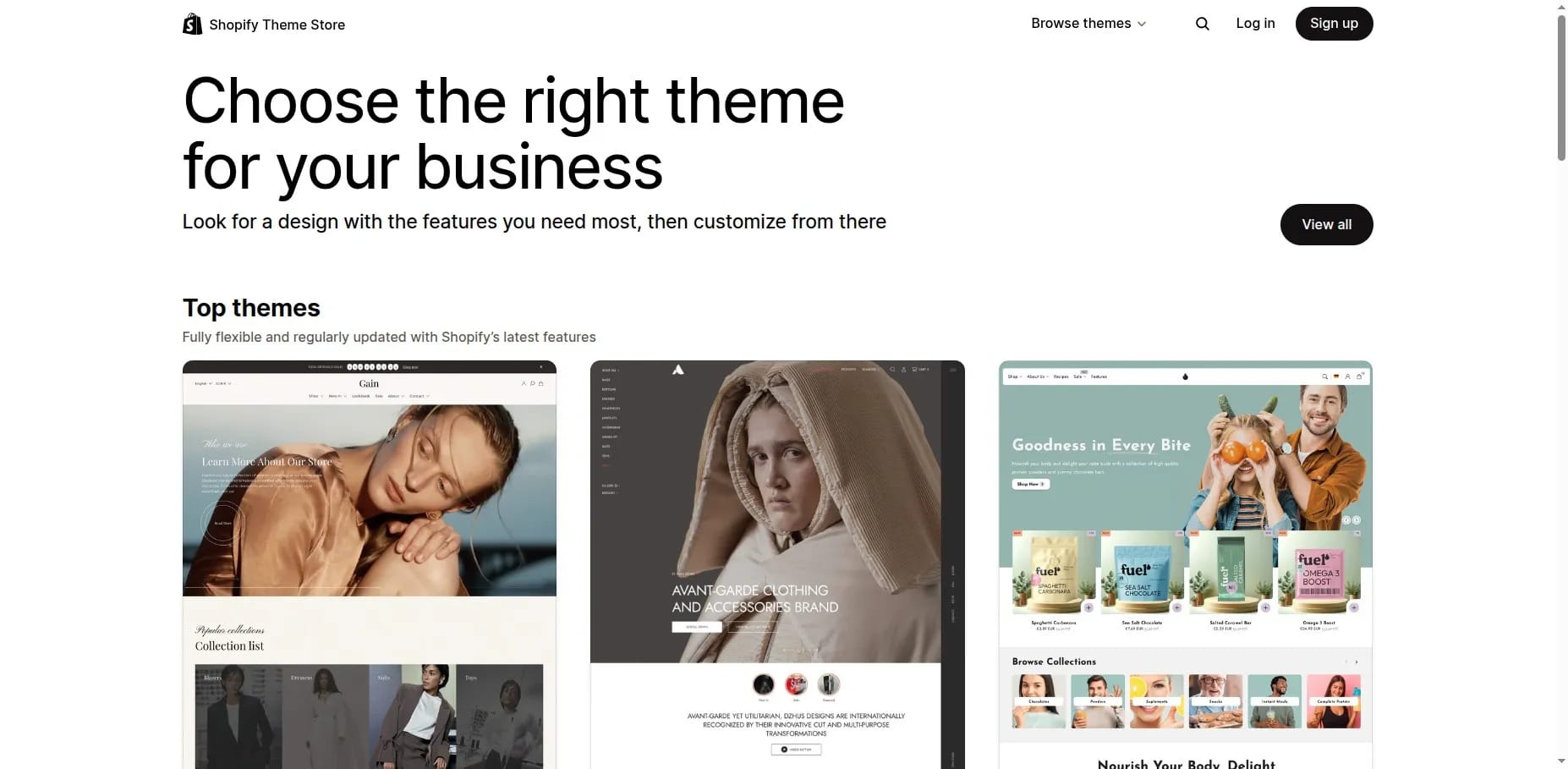 Shopify theme store and Dawn theme customizer